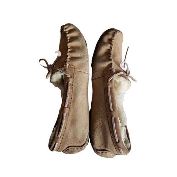 Women's Ugg 5612 Brown Leather Fur Lined Slip-On Slippers Size 8 - Picture 9 of 12